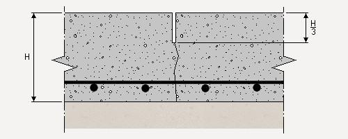 Secció tall de junt de contracció en un paviment de formigó
